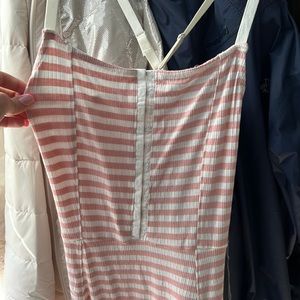 pink white stripped dress